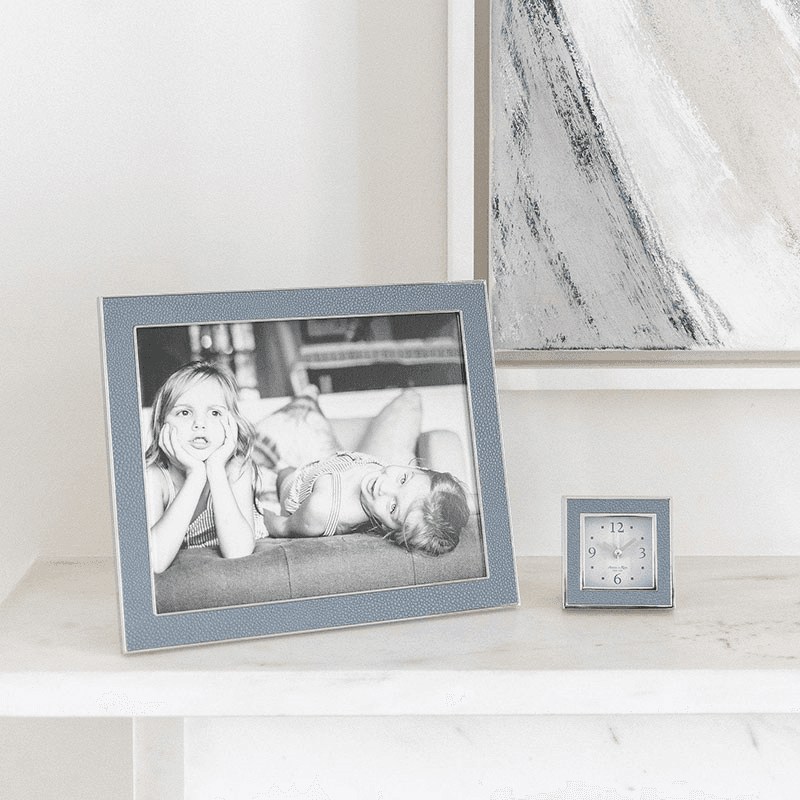 Faux Shagreen Photograph frame, 8 x 10" with 24mm border, Grey With Silver Plate