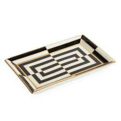 Image showing the Op Art Rectangle tray, Black/White product.