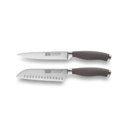 Image showing the Syracuse Soft Grip 2 Piece All Purpose & Santoku Knife Set, Grey product.