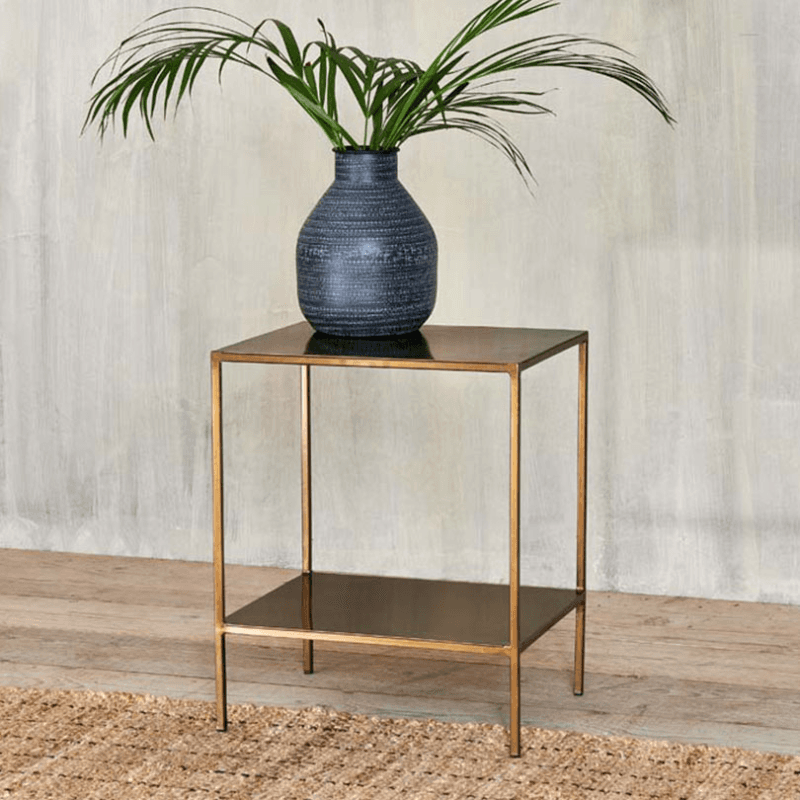 Mahi Side Table, H55 x W36cm, Antique Brass
