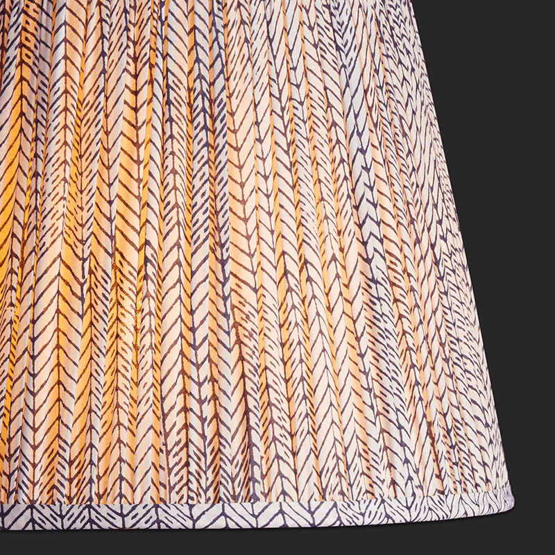 Straight empire Shade, 40cm, navy & white wonky chev block printed cotton