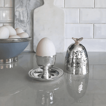 Image showing the Bee Egg cup, H11 x W9cm, Silver product.