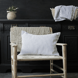 Image showing the Hikari Striped Cushion, 40 x 60cm, Blue & White product.