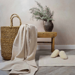 Image showing the Organic 600gsm The Bath Mat, 50 x 80cm, Flax product.