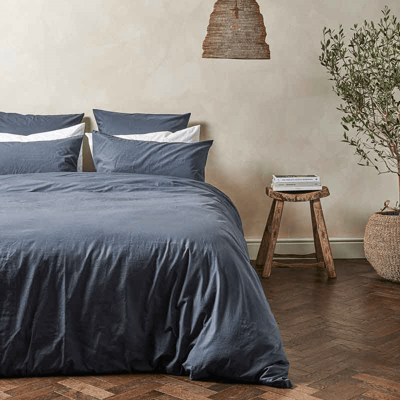 Relaxed Cotton Duvet Cover, Super King, Ink