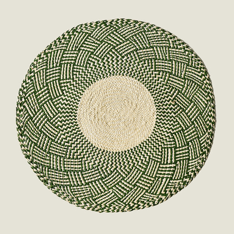 Nariño Set of 2 Woven Placemats, D39cm, Olive Green