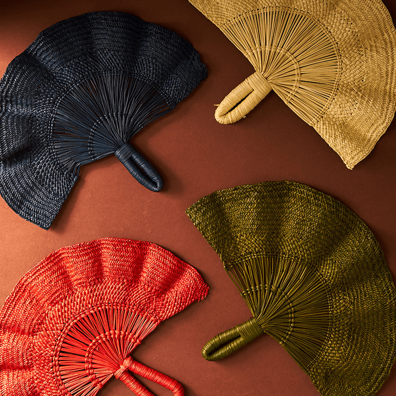 Classic Handwoven Fan, 24cm, Red