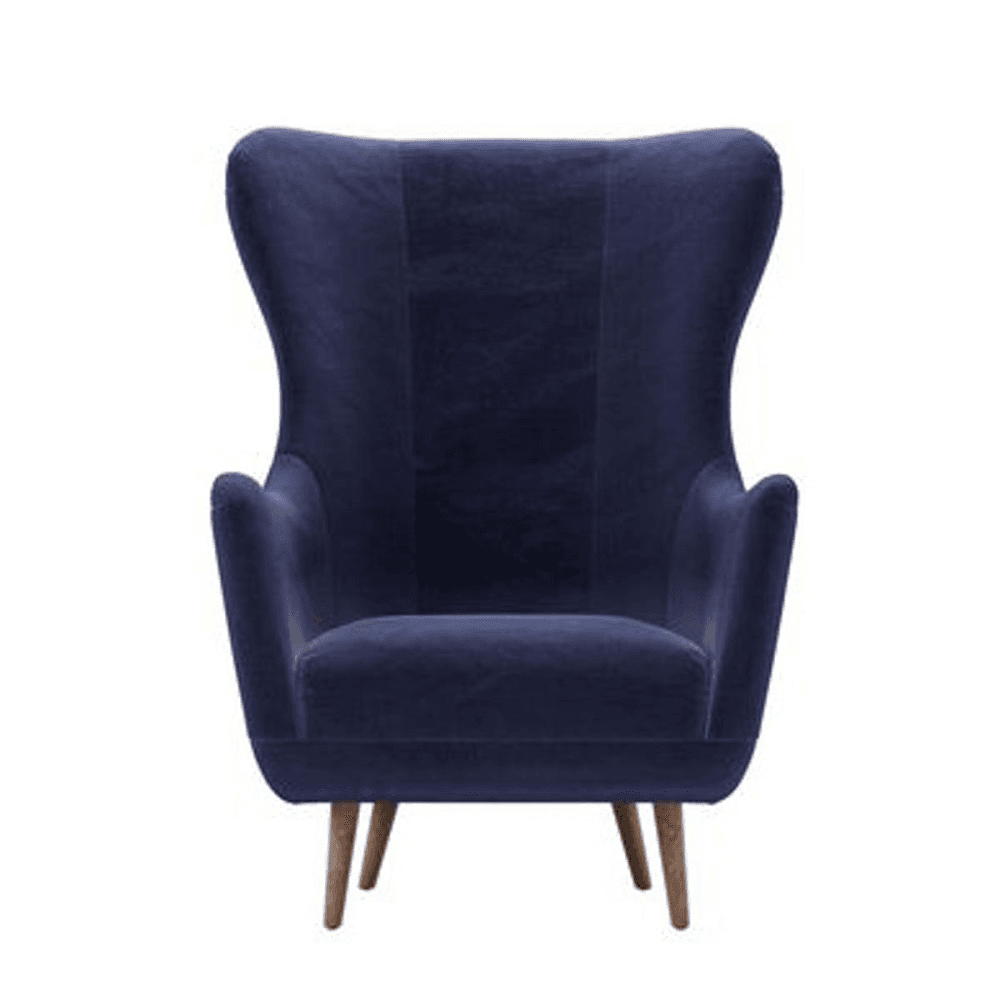 Louis Armchair, Prussian Blue Cotton Matt Velvet, Prussian Blue