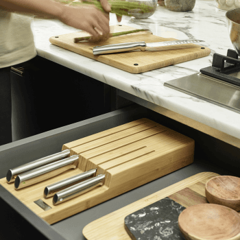 Image showing the Elevate 5 Piece Knife Set with Storage, Bamboo product.