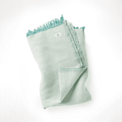 Image showing the Organic Cotton Chambray Yoga Blanket, 230 x 150cm, Eucalyptus product.