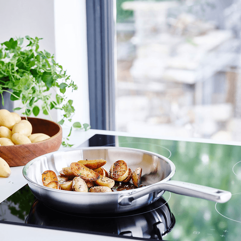 MultiPly Stainless Steel Open Frying Pan, 28cm, Silver