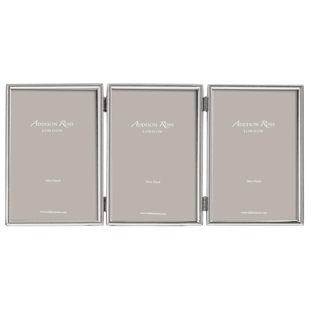 Fine Triple photograph frame, 4 x 6", Silver Plate