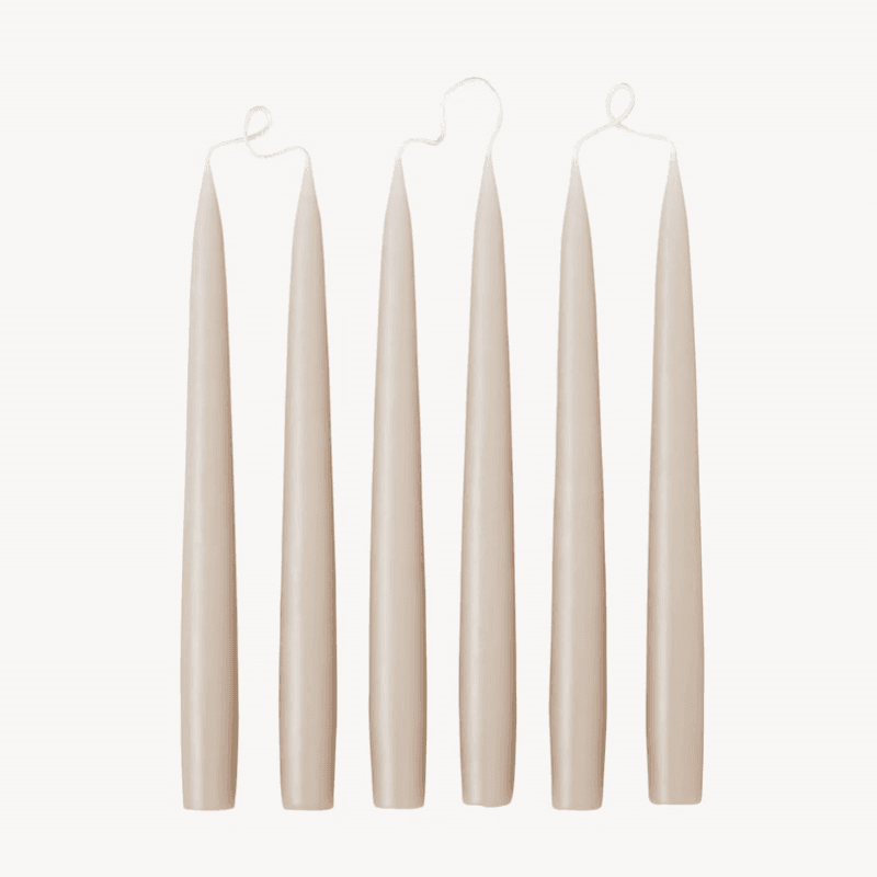 Set of 6 Tapered Dinner Candles, H25cm, Latte