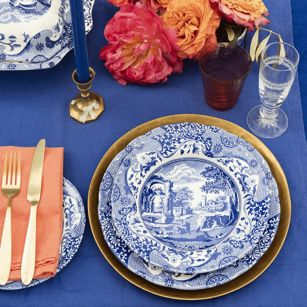 Blue Italian Set of 4 Plates, 27cm