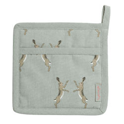 Image showing the Boxing Hares Pot Grab, Duck Egg Grey product.