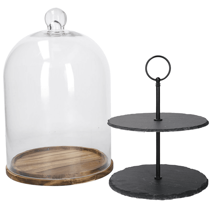 2-Tier Serving Stand/Cake Dome, 22 x 31.5cm