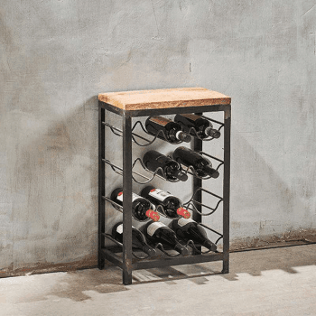 Image showing the Obra Industrial 12 Bottle Wine Rack, Black and Mango Wood product.