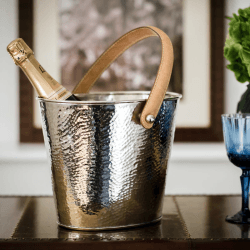 Image showing the Leather Handled Wine Cooler; Champagne Hammered product.