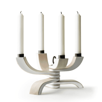 Image showing the Nordic Light Fold-able candle holder, H13 x W20.5 x D5cm, white product.