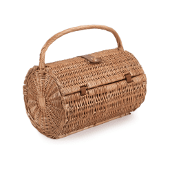 Image showing the 2 Person Green Tweed Barrel Hamper, Green/Brown product.