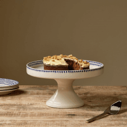 Image showing the Indigo Drop Ceramic Stand, 15 x 30 x 30cm, Cream & Indigo product.