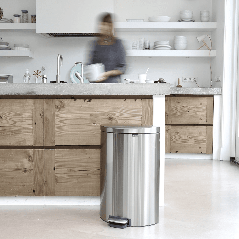 Flatback+ Space Saving Pedal bin, silent, 40 litre, Matt Steel, Fingerprint Proof