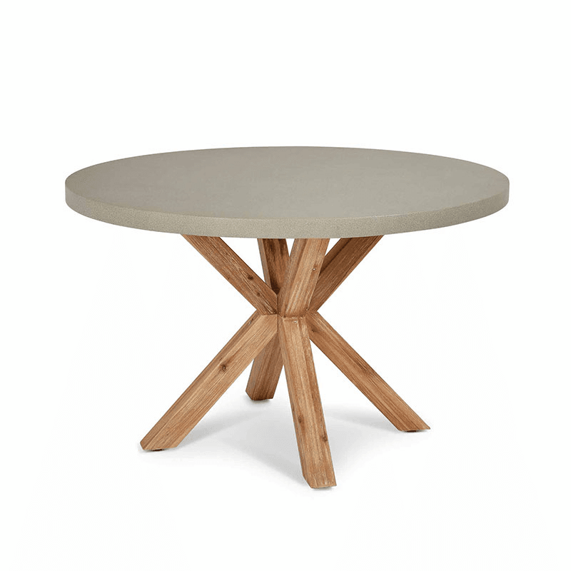 Burford Round Dining Table, D120cm, Grey & Natural