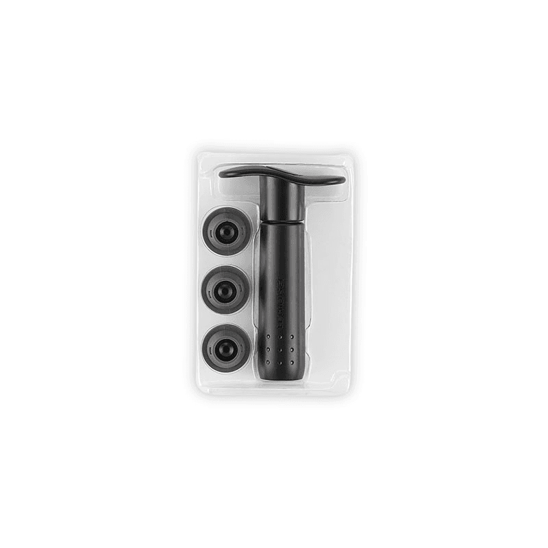 Wine Preserving Pump & 3 Stoppers, Black
