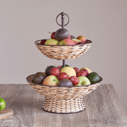 Image showing the Montali 2 Tier Fruit Stand, H37cm, Black & Natural product.