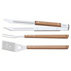 Image showing the 3 Piece BBQ Set, Brown/Silver product.