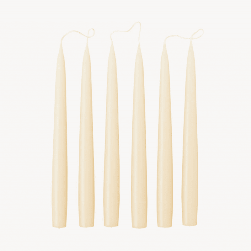 Set of 6 Tapered Dinner Candles, H25cm, Ivory