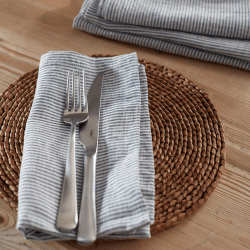 Image showing the Sid Stripe Set of 4 Napkins, 47 x 47cm, French Blue product.