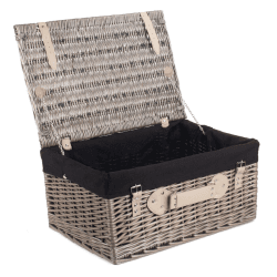 Image showing the 20" Antique Wash Hamper with Black Lining, Black/Brown product.