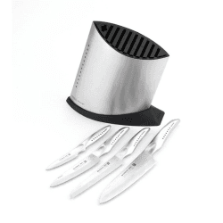 Image showing the Sai 5 Piece Global Sai Knife Block Set, Silver product.