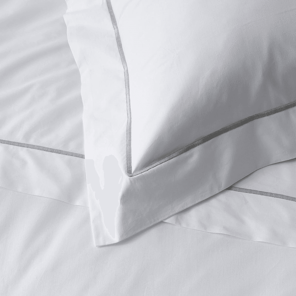 Savoy - 400 Thread Count Egyptian Cotton Square oxford pillowcase, 65 x 65cm, White/Silver