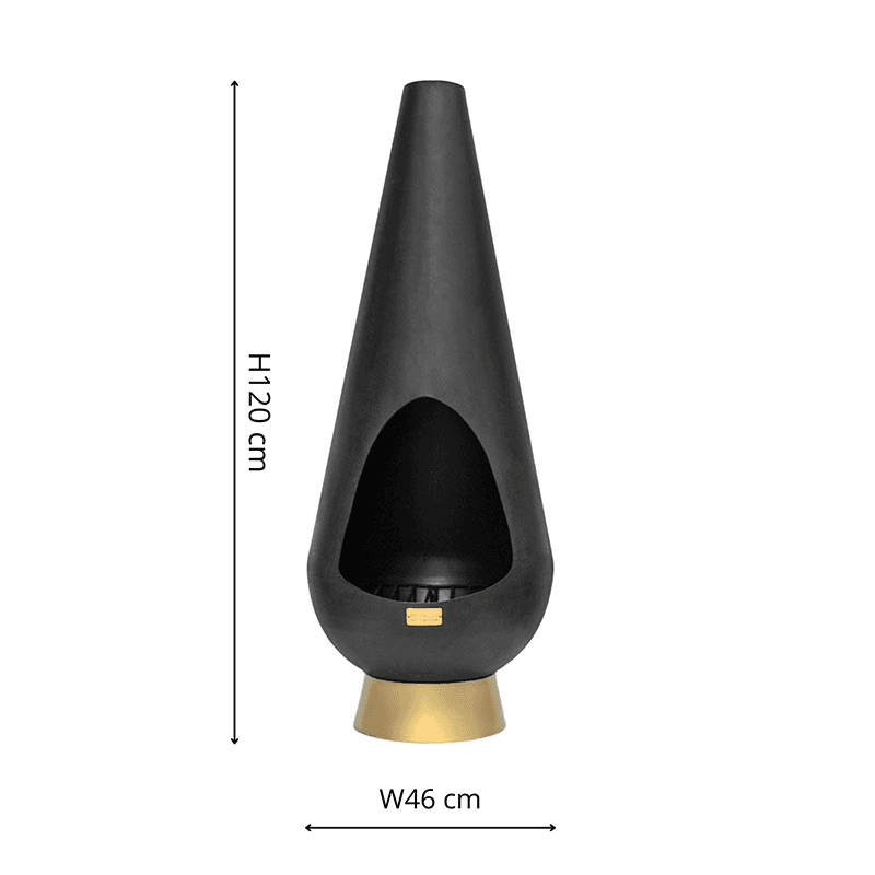 Leo Outdoor Fireplace, H120 x W46cm, Black/Gold