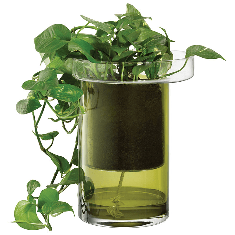 Balcony Self Watering Planter, H35 x W26cm, Clear & Olive Green