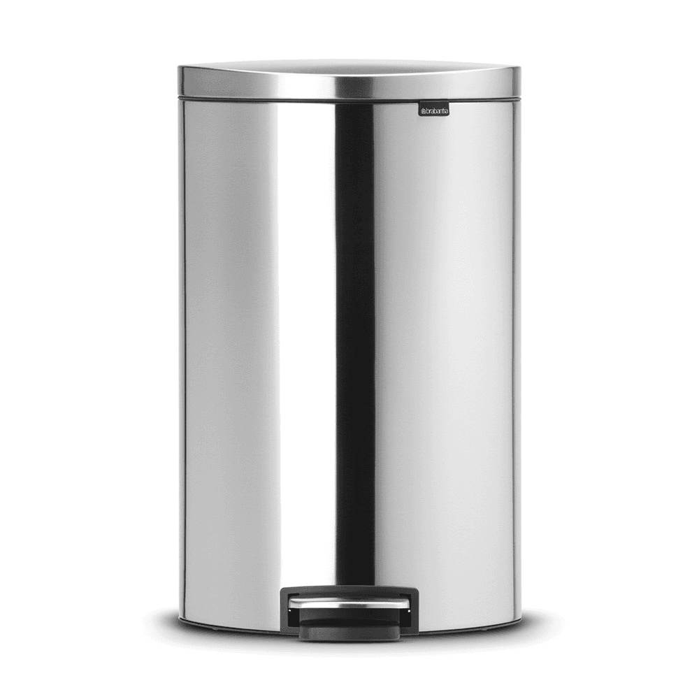 Flatback+ Space Saving Pedal bin, silent, 40 litre, Matt Steel, Fingerprint Proof