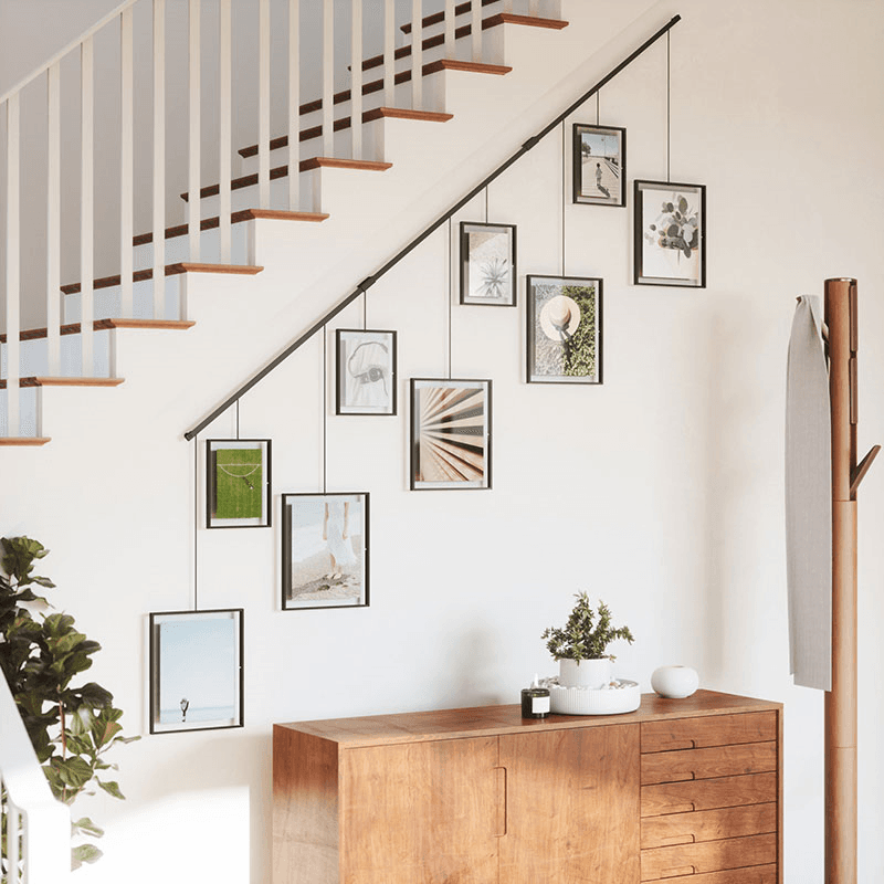 Exhibit Set of 9 Hanging Photo Frames, Black
