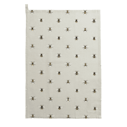 Image showing the Bees Linen Tea Towel, Natural, Yellow product.