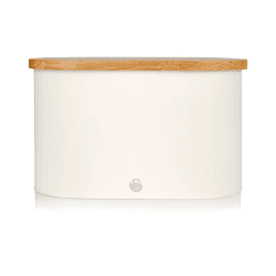 Image showing the Nordic Oval Bread Bin w/Cutting Board Lid, Cream product.