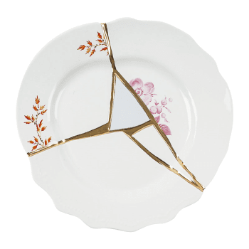 Image showing the Kintsugi - No1 Dessert plate, 21cm, white/gold product.