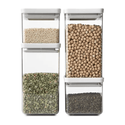 Image showing the Tasty+ Square Canisters Set of 4, Light Grey product.
