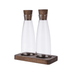 Image showing the Oil & vinegar set, L14 x W7 x H17cm, Acacia Wood / Glass product.