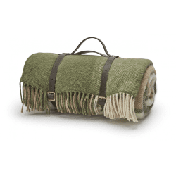 Image showing the Block Check Polo Picnic Rug, 145 x 183cm, Olive product.