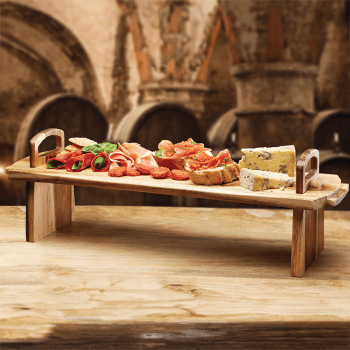 Image showing the Antipasti platform platter, 52 x 15 x 17cm, Acacia Wood product.