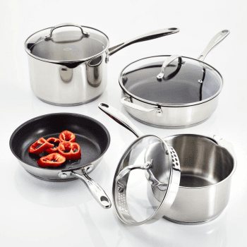 Image showing the 7000 3 piece draining saucepan set, Stainless Steel product.