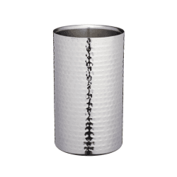 Image showing the Double-walled wine bottle cooler, D12 x H20cm, hammered metal product.