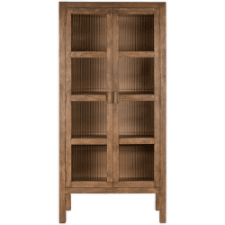 Image showing the Mendani Mango Wood & Fluted Glass Cabinet, Walnut product.
