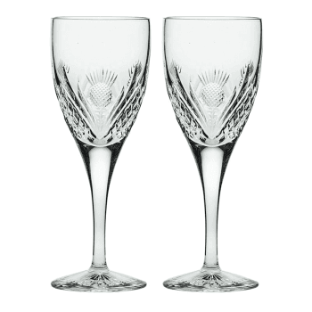 Image showing the Scottish Thistle Set of 2 Wine Glasses, 280ml, Clear product.